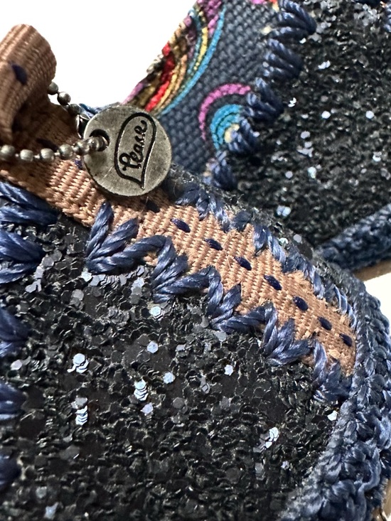 Sakroots Pheasants Loafer Flats Paisley Hummingbird Glitter Heel Slip On Sneaker - Picture 8 of 9